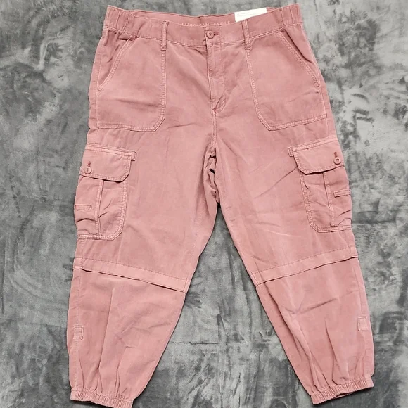 American Eagle Dusty Pink High-Rise Baggy Joggers Cargo sz16 - Picture 1 of 10